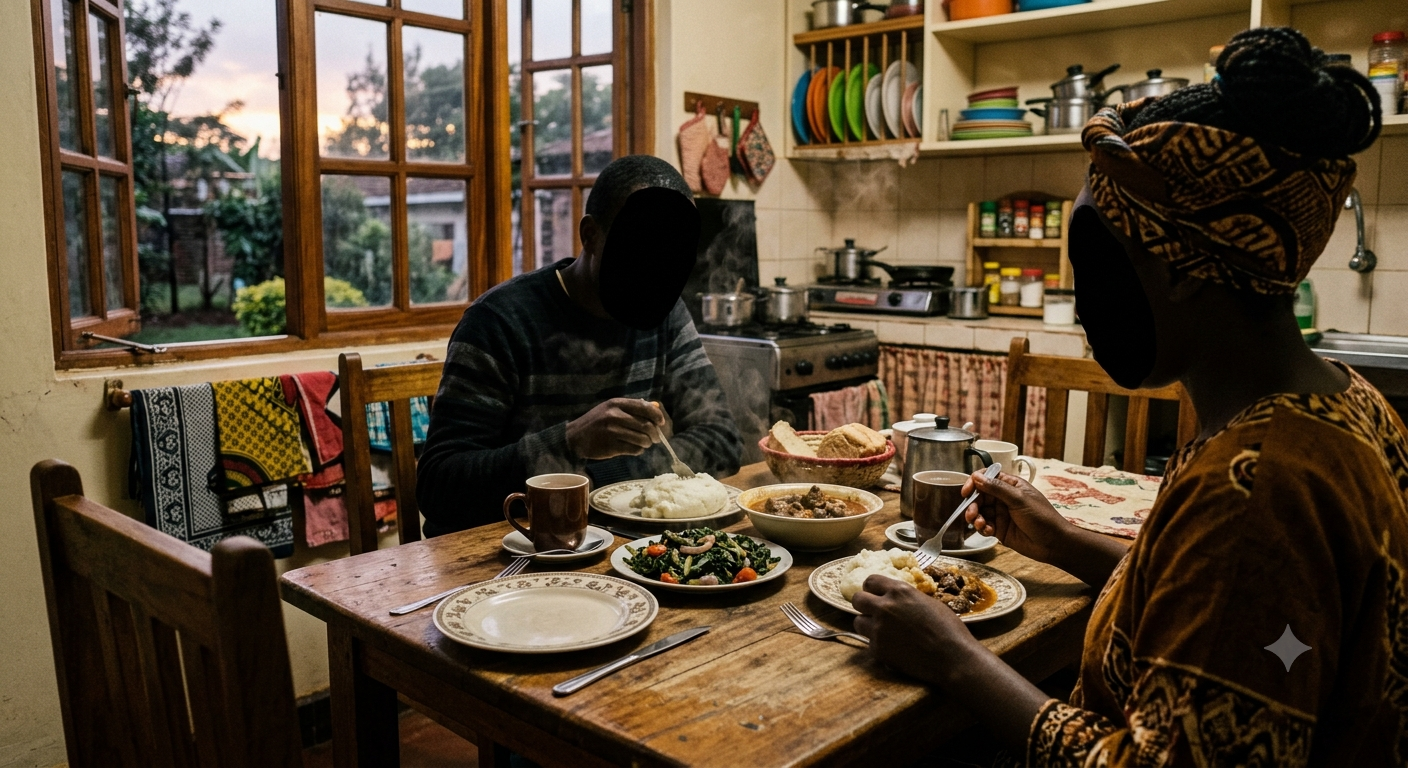 A couple sharing a meal together at home